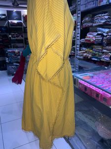 Yellow Striped Kaftan Dress
