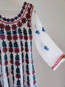 Embroidered White Kurta