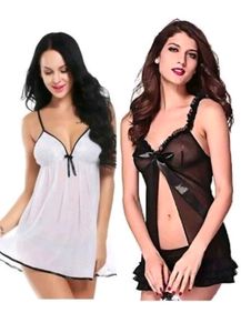 4 Set Black Sheer Babydoll Lingerie Night Dr