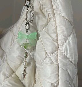Cute Aesthetic Green Bow Keychain