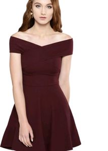 Women Skater Maroon Dress