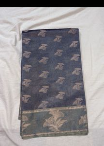 Greyish Blue Banarasi Fabric