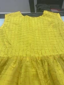 Yellow Checks Full Length Frock