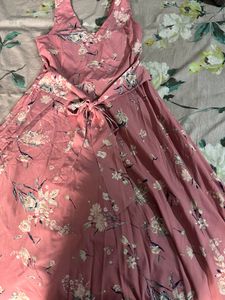 Harpa Women Pink &amp; Grey Printed Maxi Dress