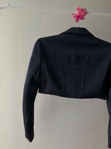Navy Blue Petite Cropped Blazer