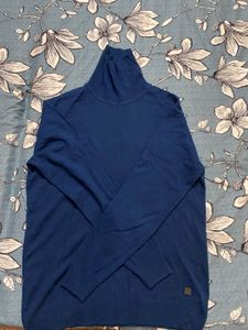 WROGN Men Navy Blue Slim Fit Turtle Neck Pullover
