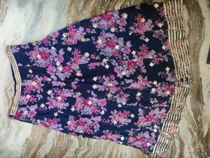 Designer BRAND NEW Crop Top With Sharara , Convertible To Cold Shoulder Or Regular Ruffle Sleeves , Georget, Mirror Work Size- XL,With Expandable Zip