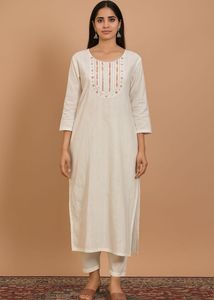 White Embroidered Kurta