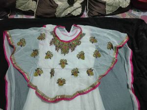 Anarkali Suit With Uppercoat Net Cotton Fabric