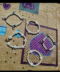 Combo Of 5 Pieces white Pearl Bracelet
