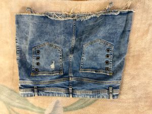 Distressed Denim Mini Skirt