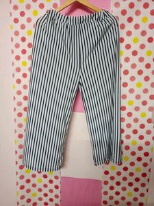 White With Blue Stripeed Palazzo Pant For Women