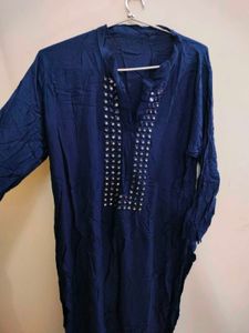 Elegant Blue Embellished Kurta (Size M)