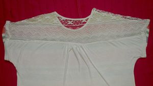 Striped Lace Crop Ti Shirt