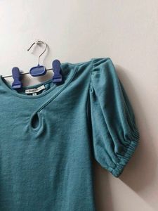Cute Teal Puff Sleeve Top