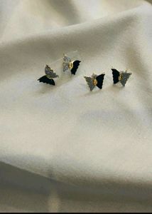 Black &amp; sliver butterfly earrings for women🫶�