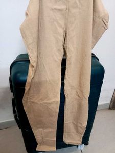 Pencil Cut Cotton Blend beige Pant