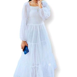 White Swiss Dot Maxi Dress