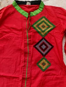 Red Embroidered Tunic