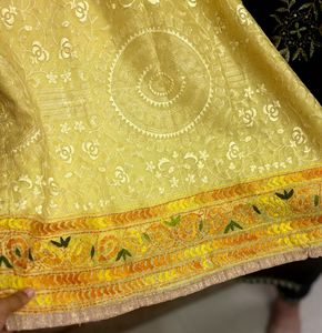 Phulkari Pure Cotton Yellow Embroidered Kurta Set