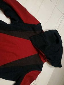 Hooded Color Block Dress with both side pockets