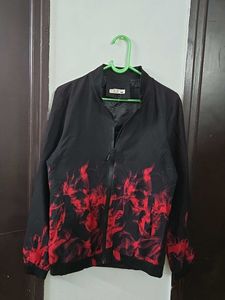 Black & Red Graphic Bomber Jacket size M