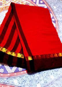 Handloom Cotton Elegant Red Saree 3