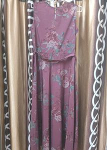 Mauve And Grey A Line Dress