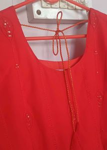 Elegant Red Ethnic flared one piece