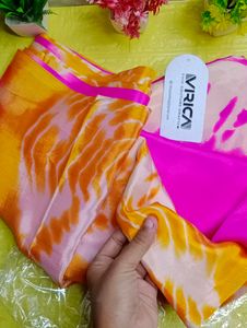 Vrica Pink &amp; Yellow Tie Dye Saree