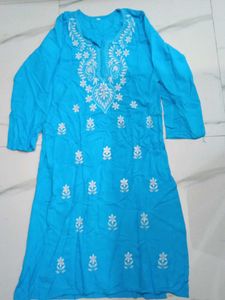 Blue Embroidered Kurti