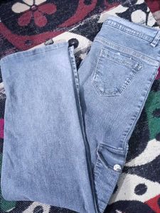 Light Wash Denim Cargo Pants