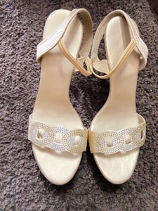 Golden Lightweight Heels with Rhinestone Detail
