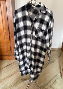 Checked Black Longline Shirt