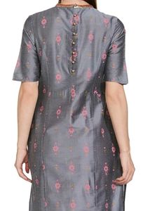 Grey Floral Print Kurta
