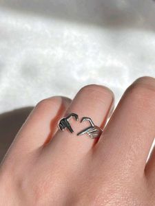 Heart Hands Silver Ring