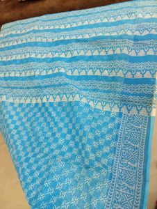 Soft Cotton Kota Saree In Blue With Inside False