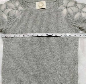 Gray Floral Shoulder Sweater