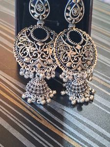 Elegant Silver Jhumka Earrings