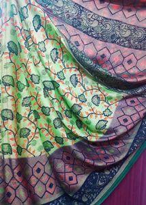 Green Georgette Shining  Silk Saree