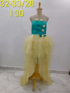 Turquoise &amp; Yellow Tulle High Low Dress