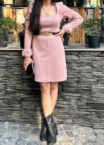 Pink Knit Mini Dress