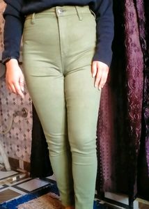 Olive Green High Waist Jeans