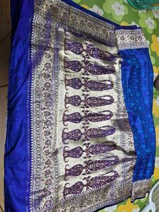 Elegant pure pashmina Blue Banarasi Saree