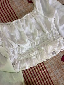 WHITE FULL SLEEVES BARDOT TOP