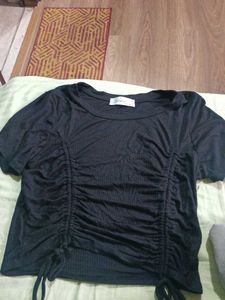 Black Ruched Detail Top