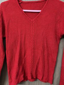 comfy warm woollen Red Knit Top for M &amp;L