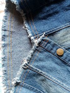 Denim Jacket with Rose Embroidery