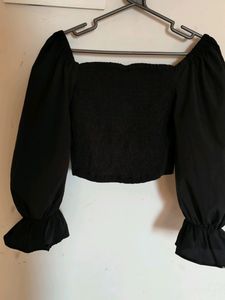 Elegant Black SSS Crop Top