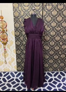 Elegant Plum V-Neck Maxi Dress